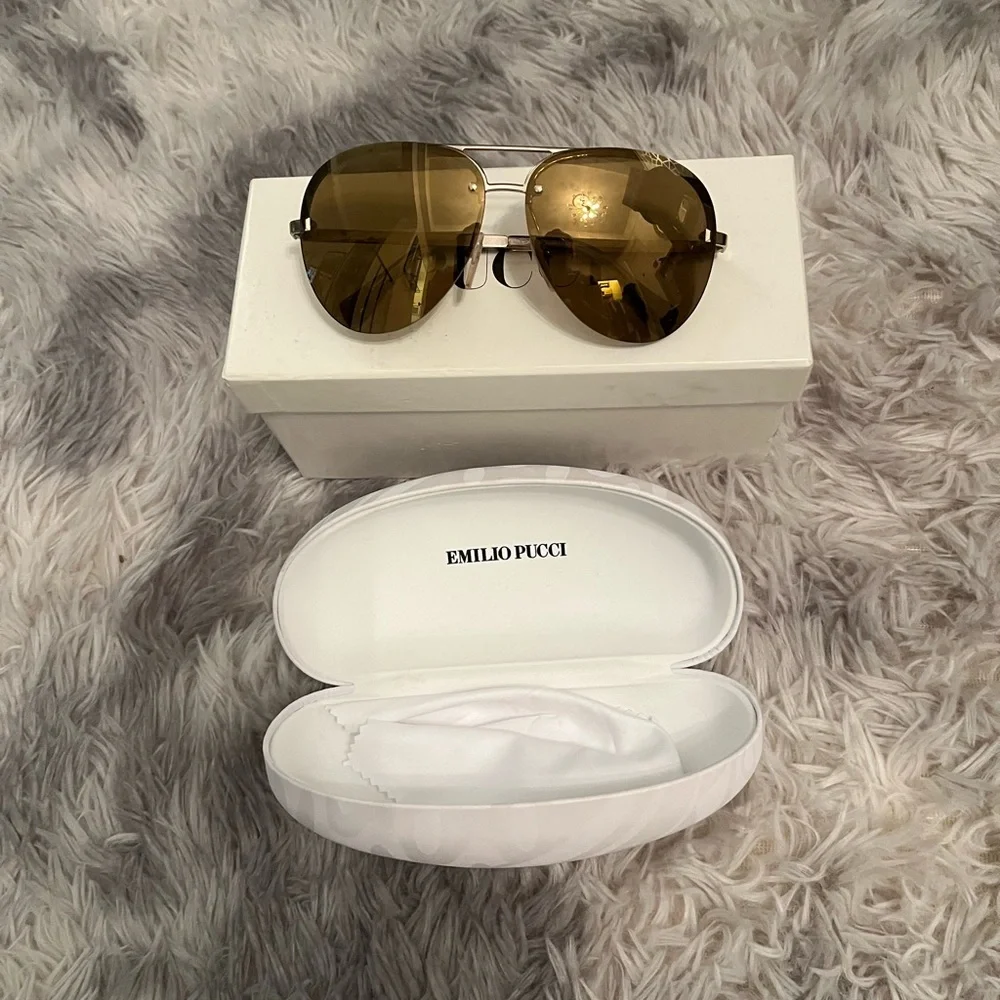 Emilio Pucci Gold Aviator Sunglasses